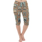 Retro Postage Seamless Pattern Lightweight Velour Cropped Yoga Leggings