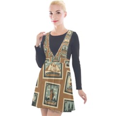 Plunge Pinafore Velour Dress 