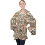 Retro Postage Seamless Pattern Long Sleeve Velvet Kimono 