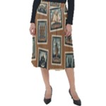 Retro Postage Seamless Pattern Classic Velour Midi Skirt 