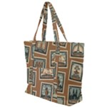 Retro Postage Seamless Pattern Zip Up Canvas Bag