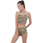 Retro Postage Seamless Pattern Summer Cropped Co-Ord Set