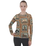 Retro Postage Seamless Pattern Women s Pique Long Sleeve T-Shirt