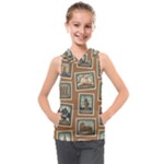 Retro Postage Seamless Pattern Kids  Sleeveless Hoodie