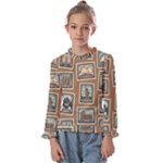 Retro Postage Seamless Pattern Kids  Frill Detail T-Shirt