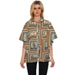 Retro Postage Seamless Pattern Women s Batwing Button Up Shirt