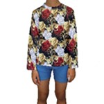 Roses Seamless Pattern Floral Kids  Long Sleeve Swimwear