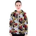 Roses Seamless Pattern Floral Women s Zipper Hoodie