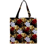 Roses Seamless Pattern Floral Zipper Grocery Tote Bag