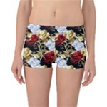 Roses Seamless Pattern Floral Reversible Boyleg Bikini Bottoms