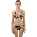 Roses Seamless Pattern Floral Wrap Around Bikini Set