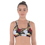 Roses Seamless Pattern Floral Cross Back Sports Bra