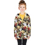 Roses Seamless Pattern Floral Kids  Double Breasted Button Coat