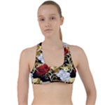 Roses Seamless Pattern Floral Criss Cross Racerback Sports Bra