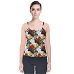 Roses Seamless Pattern Floral Velvet Spaghetti Strap Top