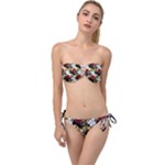 Roses Seamless Pattern Floral Twist Bandeau Bikini Set