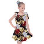 Roses Seamless Pattern Floral Kids  Tie Up Tunic Dress