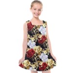 Roses Seamless Pattern Floral Kids  Cross Back Dress