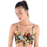 Roses Seamless Pattern Floral Woven Tie Front Bralet