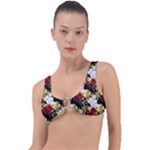 Roses Seamless Pattern Floral Ring Detail Bikini Top