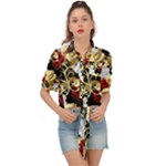 Roses Seamless Pattern Floral Tie Front Shirt 