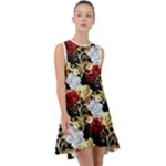 Roses Seamless Pattern Floral Frill Swing Dress