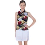 Roses Seamless Pattern Floral Women s Sleeveless Polo T-Shirt