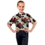 Roses Seamless Pattern Floral Kids Mock Neck T-Shirt