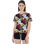 Roses Seamless Pattern Floral Open Back Sport T-Shirt