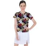 Roses Seamless Pattern Floral Women s Sports Top