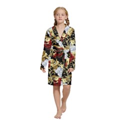 Roses Seamless Pattern Floral Kids  Long Sleeve Velvet Lounge Robe from ArtsNow.com