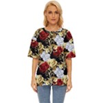 Roses Seamless Pattern Floral Oversized Basic T-Shirt