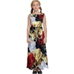 Roses Seamless Pattern Floral Kids  Satin Sleeveless Maxi Dress