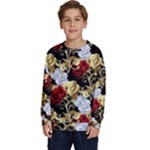 Roses Seamless Pattern Floral Kids  Crewneck Sweatshirt