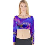 Seamless Vintage Pattern Retro 80s Or 90s Style Abstract Long Sleeve Crop Top