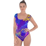 Seamless Vintage Pattern Retro 80s Or 90s Style Abstract Short Sleeve Leotard 