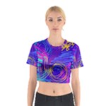 Seamless Vintage Pattern Retro 80s Or 90s Style Abstract Cotton Crop Top