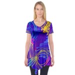 Seamless Vintage Pattern Retro 80s Or 90s Style Abstract Short Sleeve Tunic 