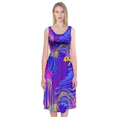 Seamless Vintage Pattern Retro 80s Or 90s Style Abstract Midi Sleeveless Dress from ArtsNow.com