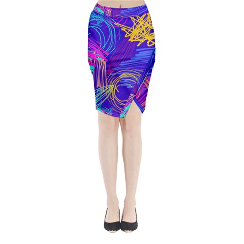 Seamless Vintage Pattern Retro 80s Or 90s Style Abstract Midi Wrap Pencil Skirt from ArtsNow.com