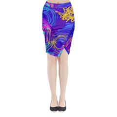 Seamless Vintage Pattern Retro 80s Or 90s Style Abstract Midi Wrap Pencil Skirt from ArtsNow.com