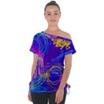 Seamless Vintage Pattern Retro 80s Or 90s Style Abstract Off Shoulder Tie-Up T-Shirt