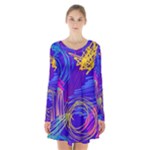 Seamless Vintage Pattern Retro 80s Or 90s Style Abstract Long Sleeve Velvet V-neck Dress