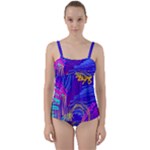 Seamless Vintage Pattern Retro 80s Or 90s Style Abstract Twist Front Tankini Set