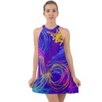 Seamless Vintage Pattern Retro 80s Or 90s Style Abstract Halter Tie Back Chiffon Dress