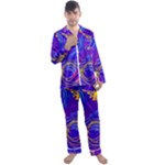 Seamless Vintage Pattern Retro 80s Or 90s Style Abstract Men s Long Sleeve Satin Pajamas Set