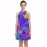 Seamless Vintage Pattern Retro 80s Or 90s Style Abstract Velvet Halter Neckline Dress 