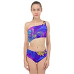 Seamless Vintage Pattern Retro 80s Or 90s Style Abstract Spliced Up Two Piece Swimsuit