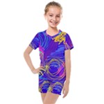 Seamless Vintage Pattern Retro 80s Or 90s Style Abstract Kids  Mesh T-Shirt and Shorts Set