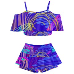 Kids  Off Shoulder Skirt Bikini 